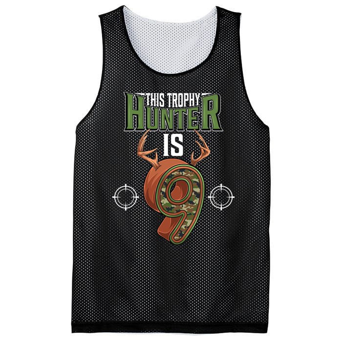 9 Year Old Hunting 9th Birthday Party Deer Hunter Mesh Reversible Basketball Jersey Tank