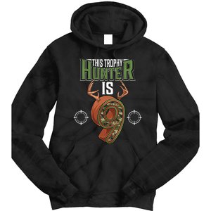 9 Year Old Hunting 9th Birthday Party Deer Hunter Tie Dye Hoodie