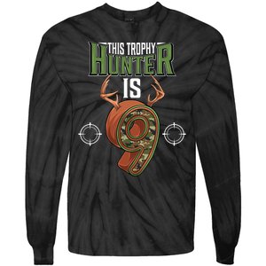 9 Year Old Hunting 9th Birthday Party Deer Hunter Tie-Dye Long Sleeve Shirt