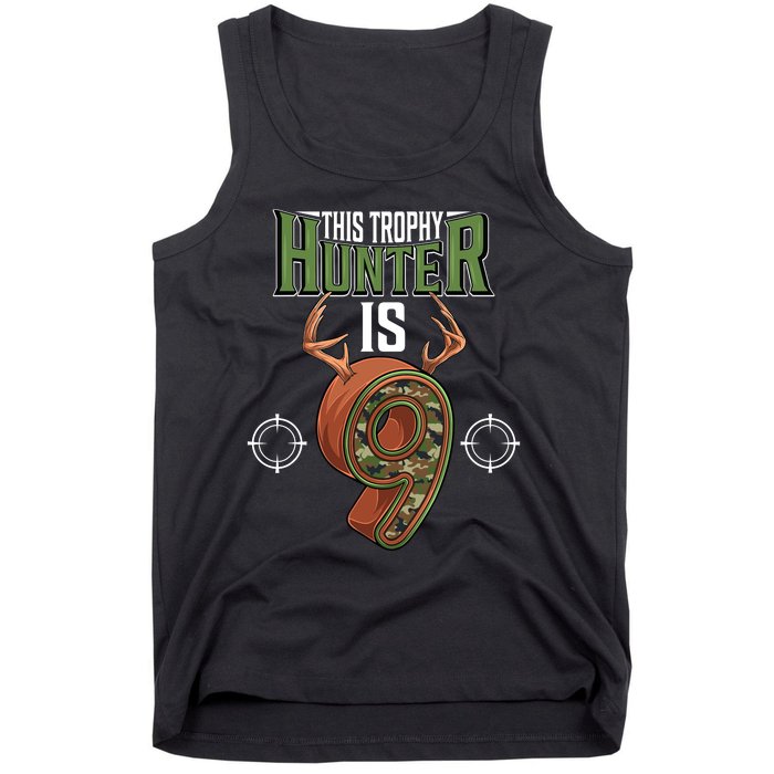 9 Year Old Hunting 9th Birthday Party Deer Hunter Tank Top