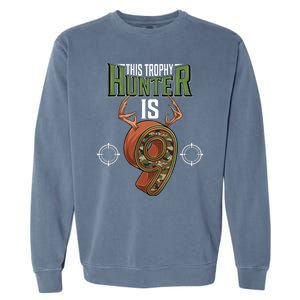 9 Year Old Hunting 9th Birthday Party Deer Hunter Garment-Dyed Sweatshirt