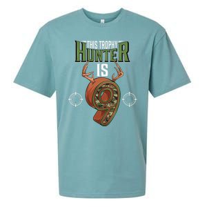 9 Year Old Hunting 9th Birthday Party Deer Hunter Sueded Cloud Jersey T-Shirt