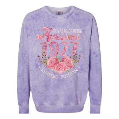 95 Year Old Pink Vintage 1927 bday gift 95th Birthday Wo Colorblast Crewneck Sweatshirt