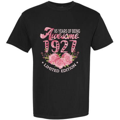 95 Year Old Pink Vintage 1927 bday gift 95th Birthday Wo Garment-Dyed Heavyweight T-Shirt