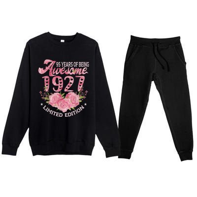 95 Year Old Pink Vintage 1927 bday gift 95th Birthday Wo Premium Crewneck Sweatsuit Set