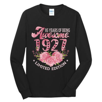 95 Year Old Pink Vintage 1927 bday gift 95th Birthday Wo Tall Long Sleeve T-Shirt