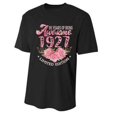 95 Year Old Pink Vintage 1927 bday gift 95th Birthday Wo Performance Sprint T-Shirt