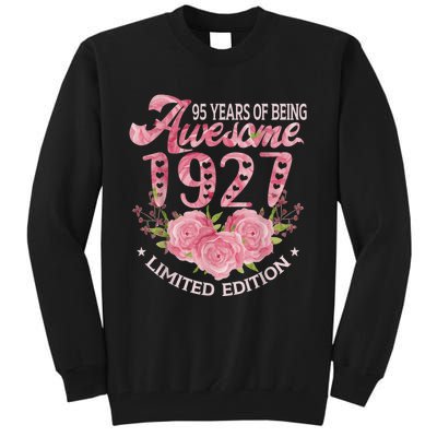 95 Year Old Pink Vintage 1927 bday gift 95th Birthday Wo Tall Sweatshirt