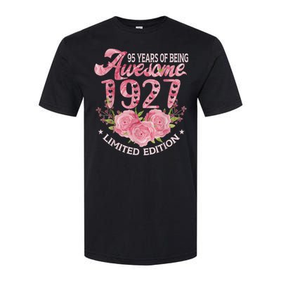 95 Year Old Pink Vintage 1927 bday gift 95th Birthday Wo Softstyle CVC T-Shirt