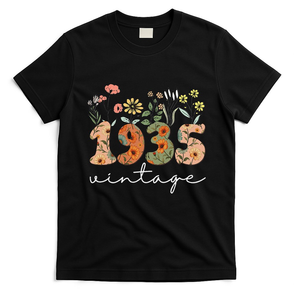 90 Years Old Vintage 1935 90th Birthday Wildflower Gift T-Shirt