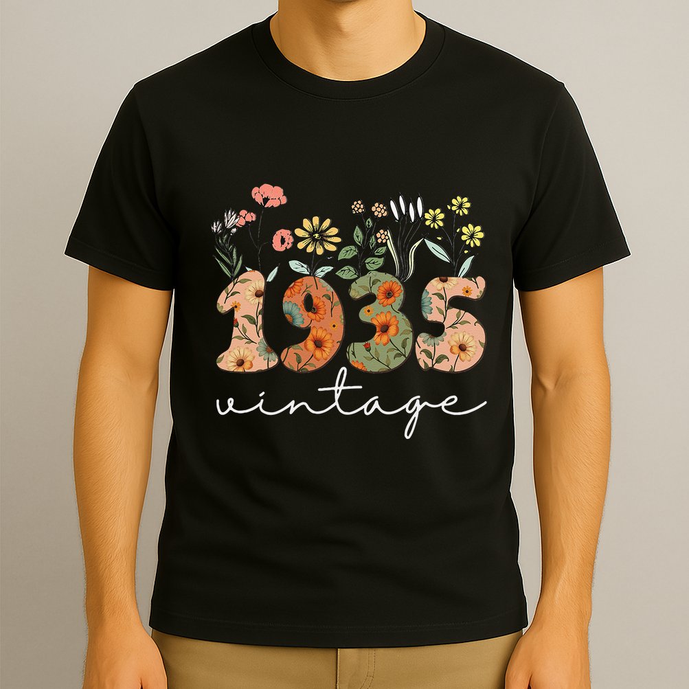 90 Years Old Vintage 1935 90th Birthday Wildflower Gift T-Shirt