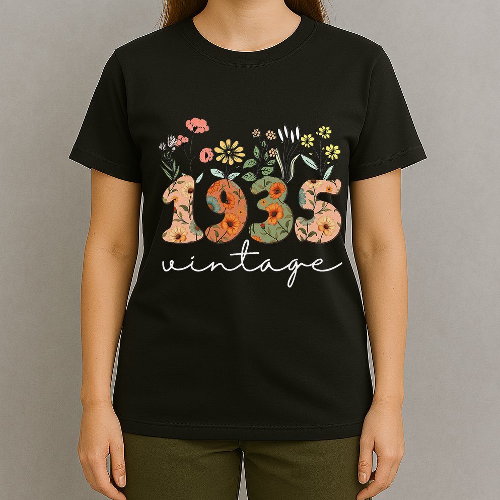 90 Years Old Vintage 1935 90th Birthday Wildflower Gift T-Shirt