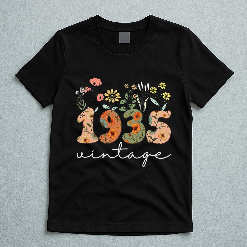 90 Years Old Vintage 1935 90th Birthday Wildflower Gift T-Shirt