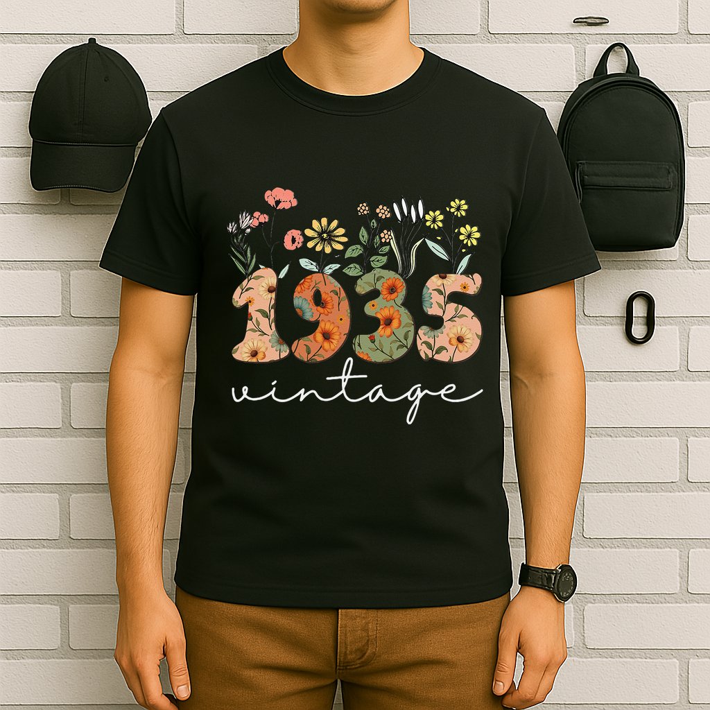 90 Years Old Vintage 1935 90th Birthday Wildflower Gift T-Shirt