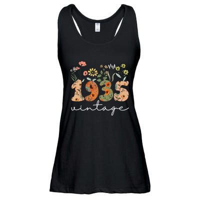 90 Years Old Vintage 1935 90th Birthday Wildflower Gift Ladies Essential Flowy Tank