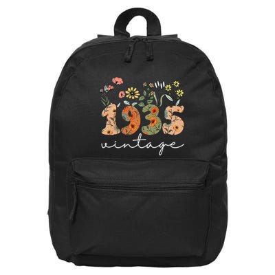 90 Years Old Vintage 1935 90th Birthday Wildflower Gift 16 in Basic Backpack