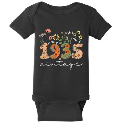 90 Years Old Vintage 1935 90th Birthday Wildflower Gift Baby Bodysuit