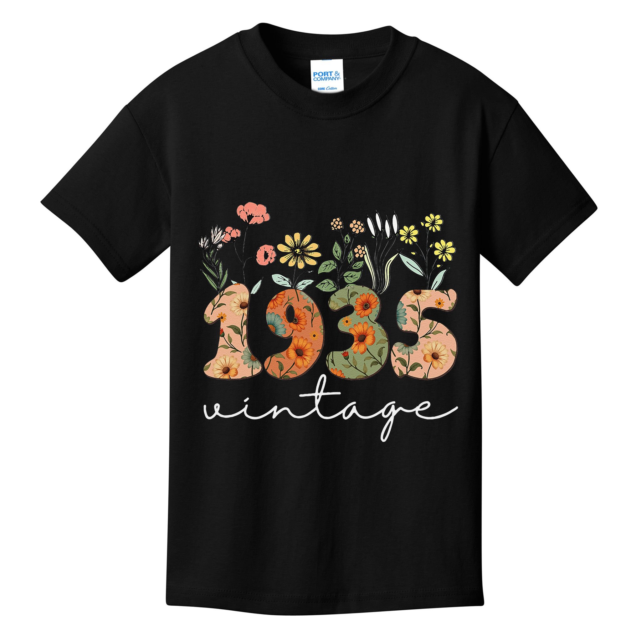 90 Years Old Vintage 1935 90th Birthday Wildflower Gift Kids T-Shirt