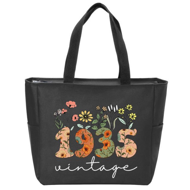 90 Years Old Vintage 1935 90th Birthday Wildflower Gift Zip Tote Bag