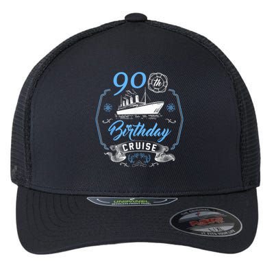 90 Year Old B-Day Funny 90th Birthday Cruise Group Friends Flexfit Unipanel Trucker Cap