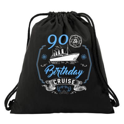 90 Year Old B-Day Funny 90th Birthday Cruise Group Friends Drawstring Bag