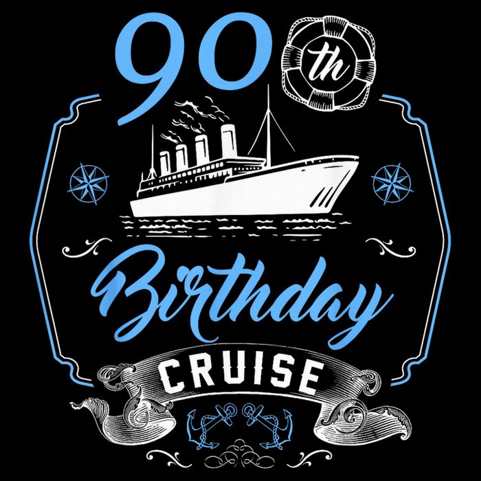 90 Year Old B-Day Funny 90th Birthday Cruise Group Friends Flat Bill Trucker Hat
