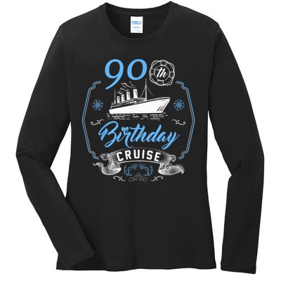 90 Year Old B-Day Funny 90th Birthday Cruise Group Friends Ladies Long Sleeve Shirt