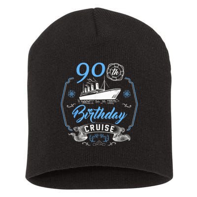 90 Year Old B-Day Funny 90th Birthday Cruise Group Friends Short Acrylic Beanie