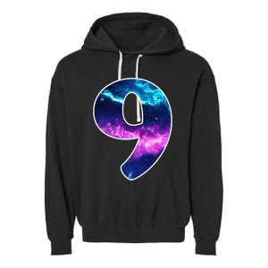 9 Years Old Birthday  Astronaut Gifts Space 9th B-Day Garment-Dyed Fleece Hoodie