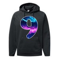 9 Years Old Birthday  Astronaut Gifts Space 9th B-Day Performance Fleece Hoodie