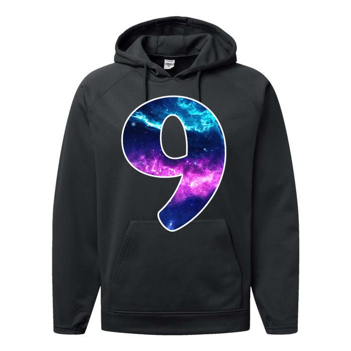 9 Years Old Birthday  Astronaut Gifts Space 9th B-Day Performance Fleece Hoodie