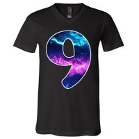 9 Years Old Birthday  Astronaut Gifts Space 9th B-Day V-Neck T-Shirt