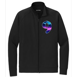 9 Years Old Birthday  Astronaut Gifts Space 9th B-Day Stretch Full-Zip Cadet Jacket