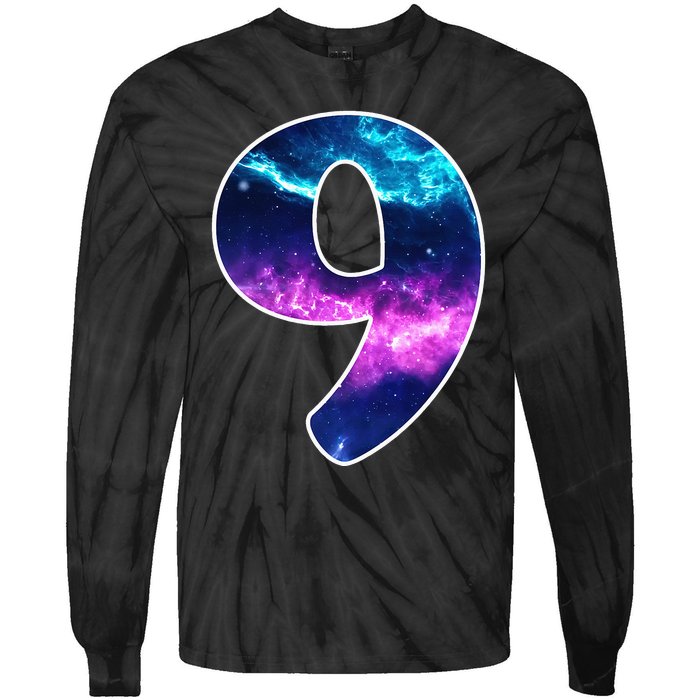 9 Years Old Birthday  Astronaut Gifts Space 9th B-Day Tie-Dye Long Sleeve Shirt