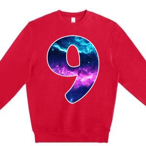 9 Years Old Birthday  Astronaut Gifts Space 9th B-Day Premium Crewneck Sweatshirt