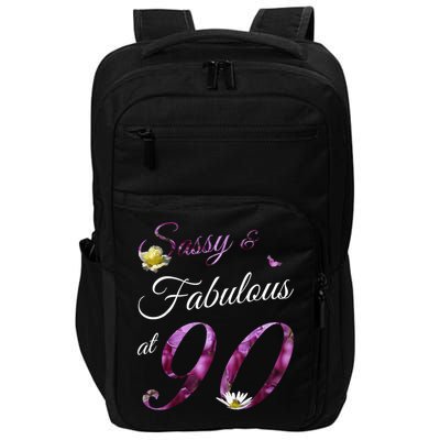 90 Year Old Sassy & Fabulous Floral 1935 90th Birthday Impact Tech Backpack