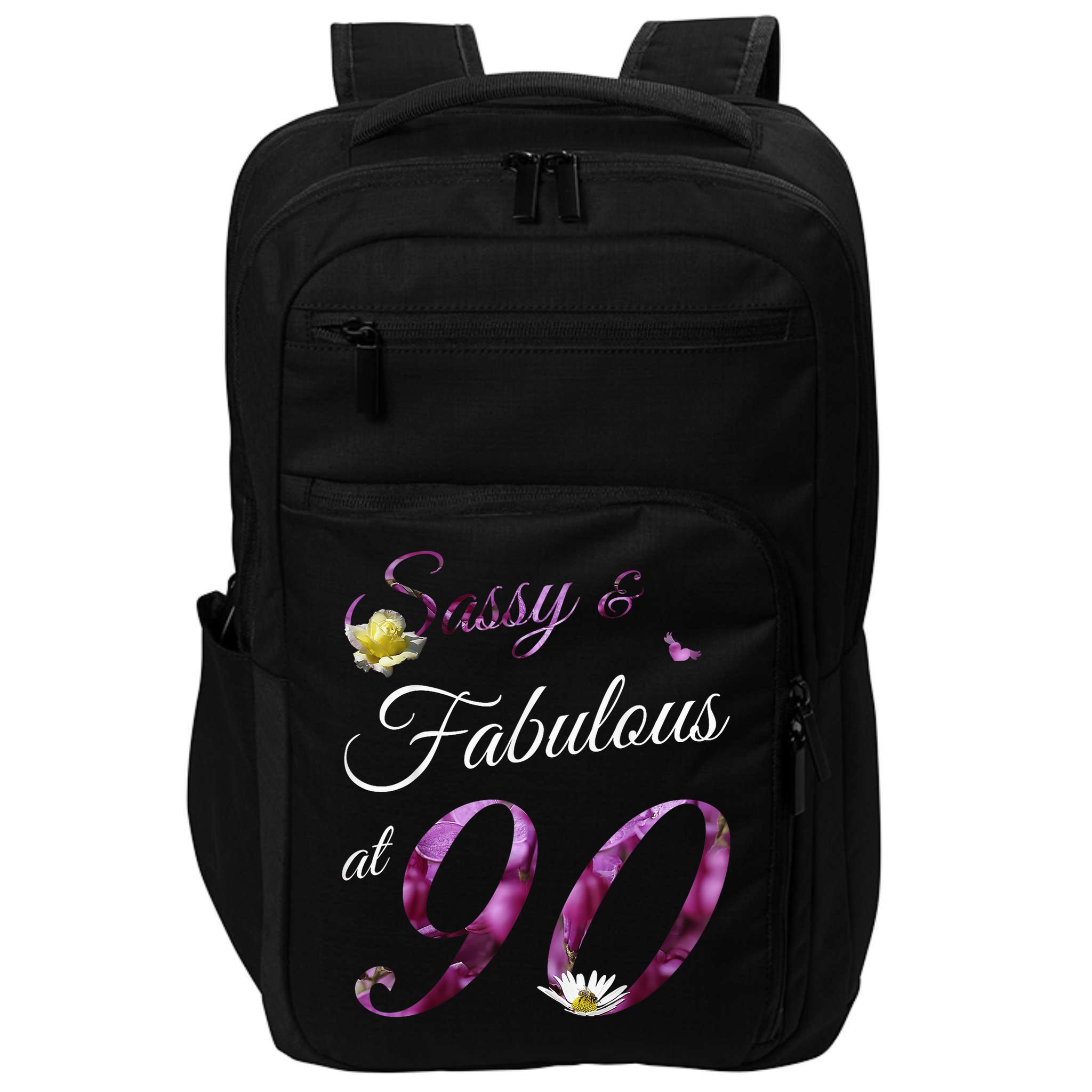 90 Year Old Sassy & Fabulous Floral 1935 90th Birthday Impact Tech Backpack