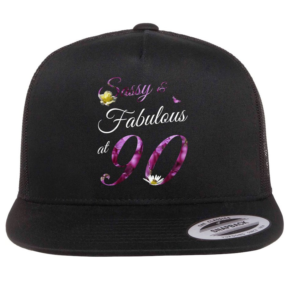 90 Year Old Sassy & Fabulous Floral 1935 90th Birthday Flat Bill Trucker Hat