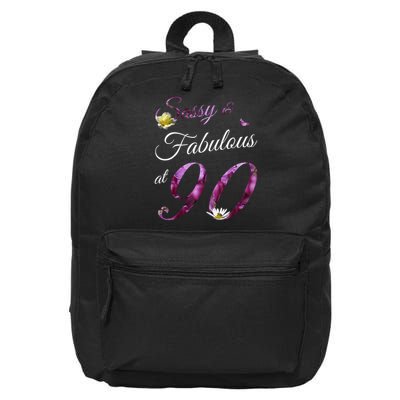 90 Year Old Sassy & Fabulous Floral 1935 90th Birthday 16 in Basic Backpack