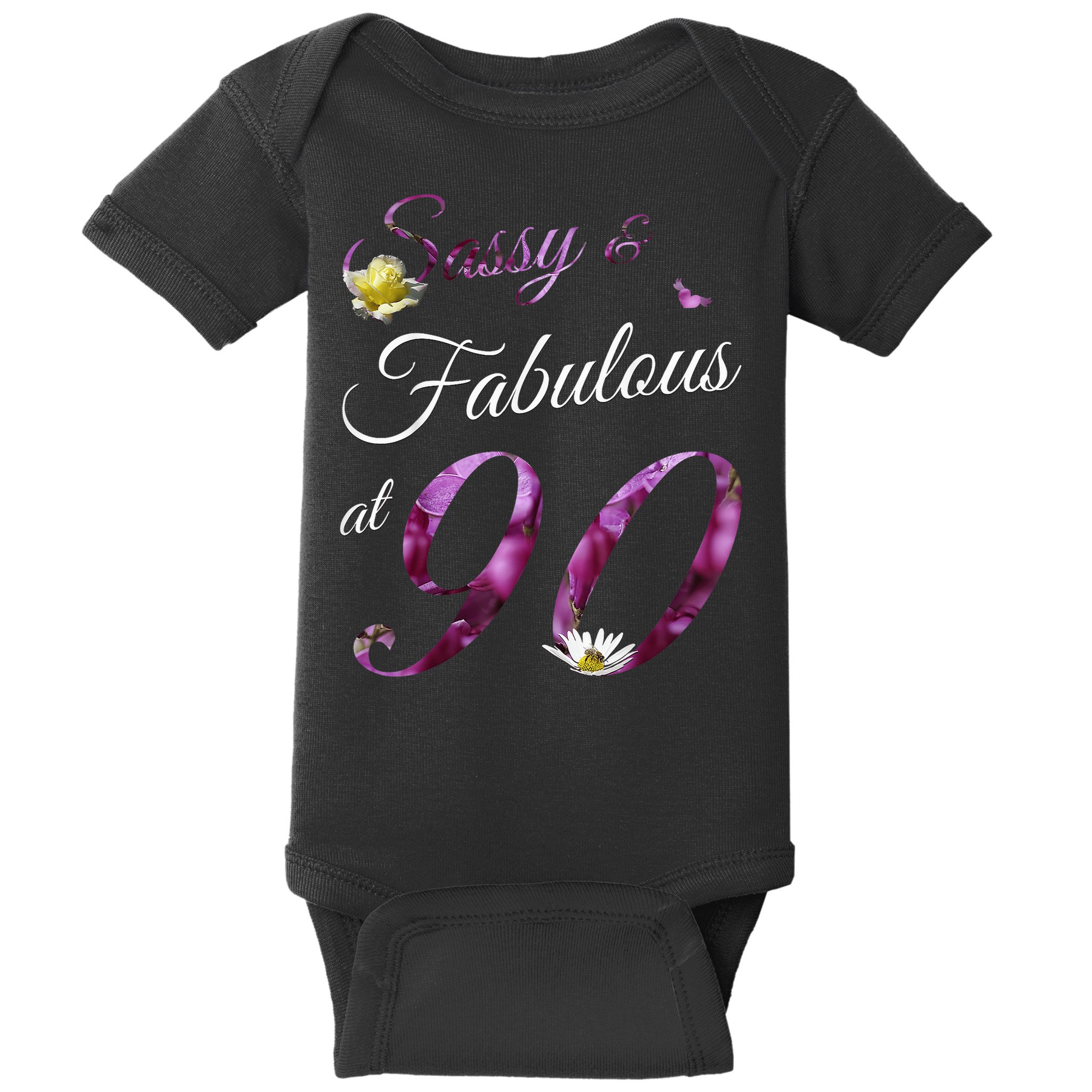 90 Year Old Sassy & Fabulous Floral 1935 90th Birthday Baby Bodysuit