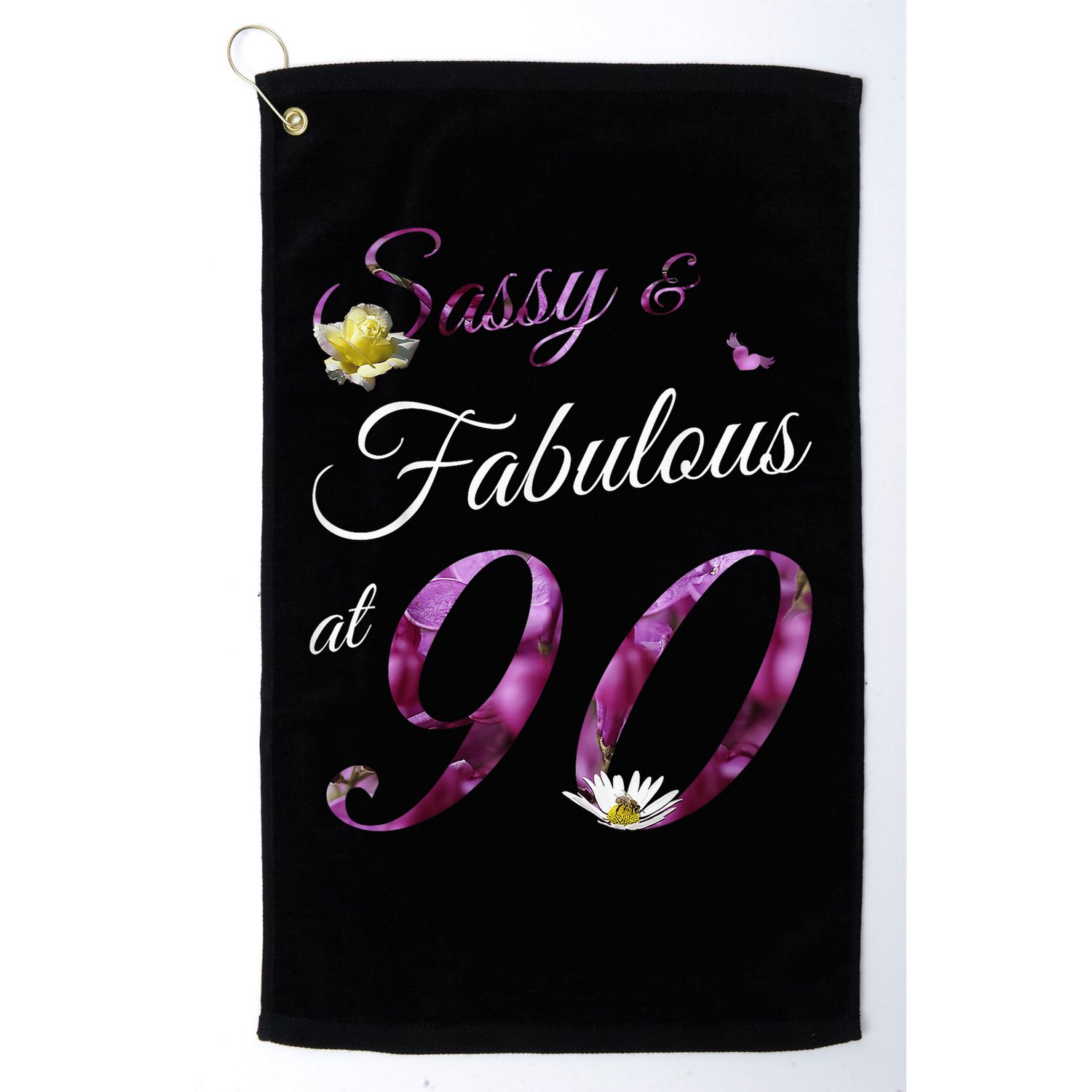 90 Year Old Sassy & Fabulous Floral 1935 90th Birthday Golf Towel