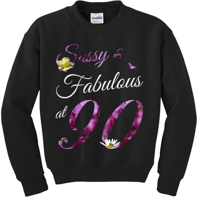 90 Year Old Sassy & Fabulous Floral 1935 90th Birthday Kids Sweatshirt