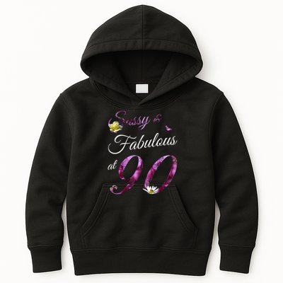 90 Year Old Sassy & Fabulous Floral 1935 90th Birthday Kids Hoodie