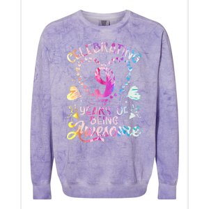 9 Years of Being Awesome 9 Years Old 9th Birthday Tie Dye Colorblast Crewneck Sweatshirt