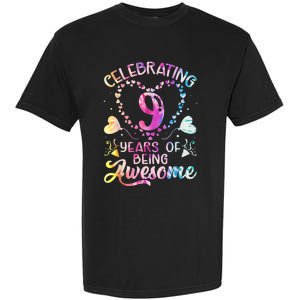 9 Years of Being Awesome 9 Years Old 9th Birthday Tie Dye Garment-Dyed Heavyweight T-Shirt