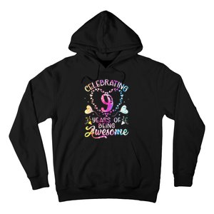 9 Years of Being Awesome 9 Years Old 9th Birthday Tie Dye Hoodie