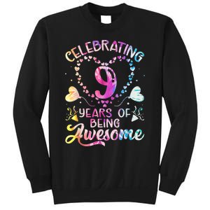 9 Years of Being Awesome 9 Years Old 9th Birthday Tie Dye Sweatshirt