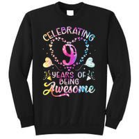 9 Years of Being Awesome 9 Years Old 9th Birthday Tie Dye Sweatshirt