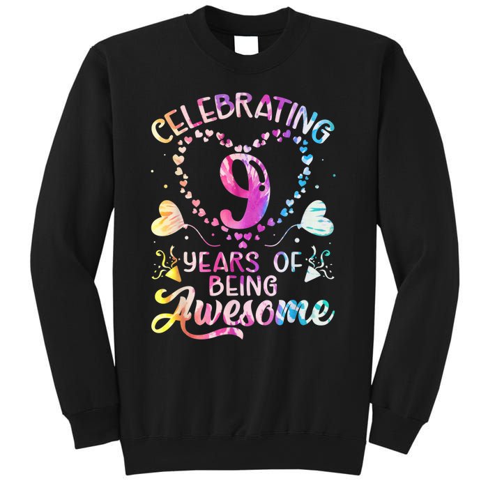 9 Years of Being Awesome 9 Years Old 9th Birthday Tie Dye Sweatshirt