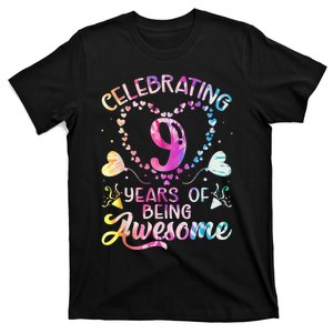 9 Years of Being Awesome 9 Years Old 9th Birthday Tie Dye T-Shirt